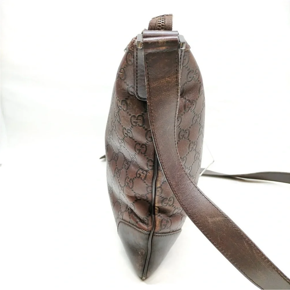 Gucci GG Brown Leather Crossbody Bag